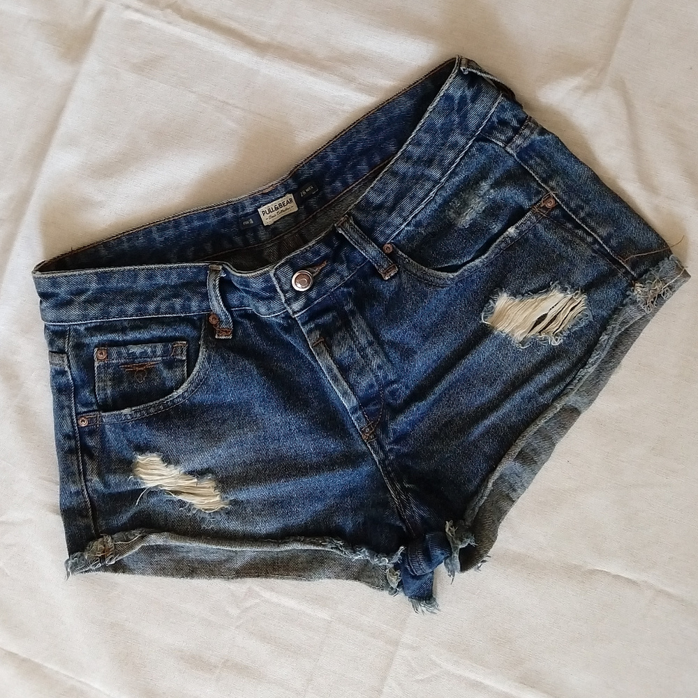 Pull&Bear Distressed Denim Shorts